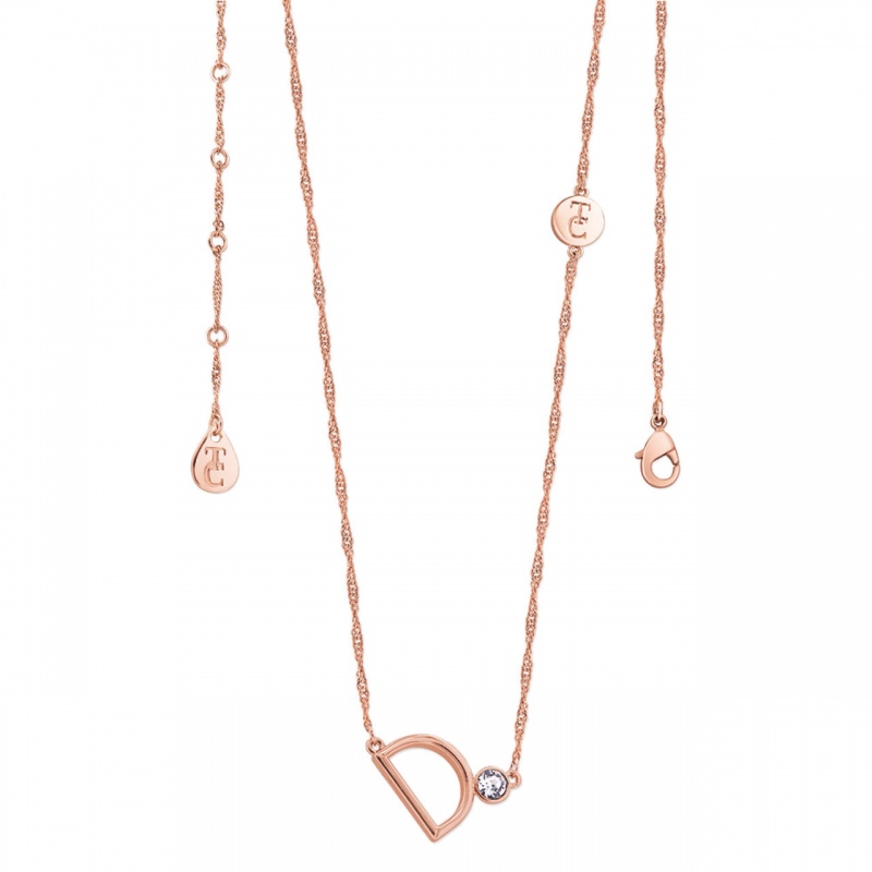 Tipperary Crystal Letter 'D' Pendant Rose Gold